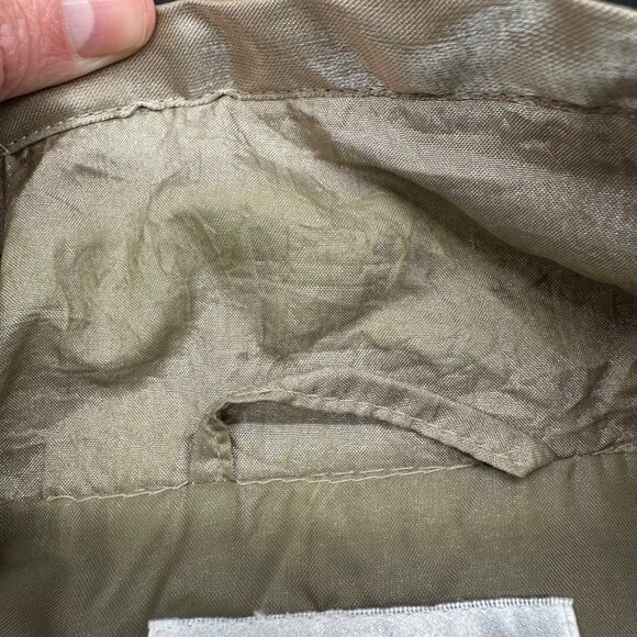 Vintage Windbreaker Jacket 1990s Womens Quilted Shoulders Large Petite Tan Gold - Picture 6 of 9